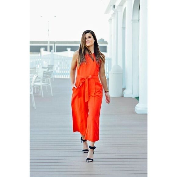 Banana Republic Red Linen-blend Wide-leg Jumpsuit - Picture 3 of 6